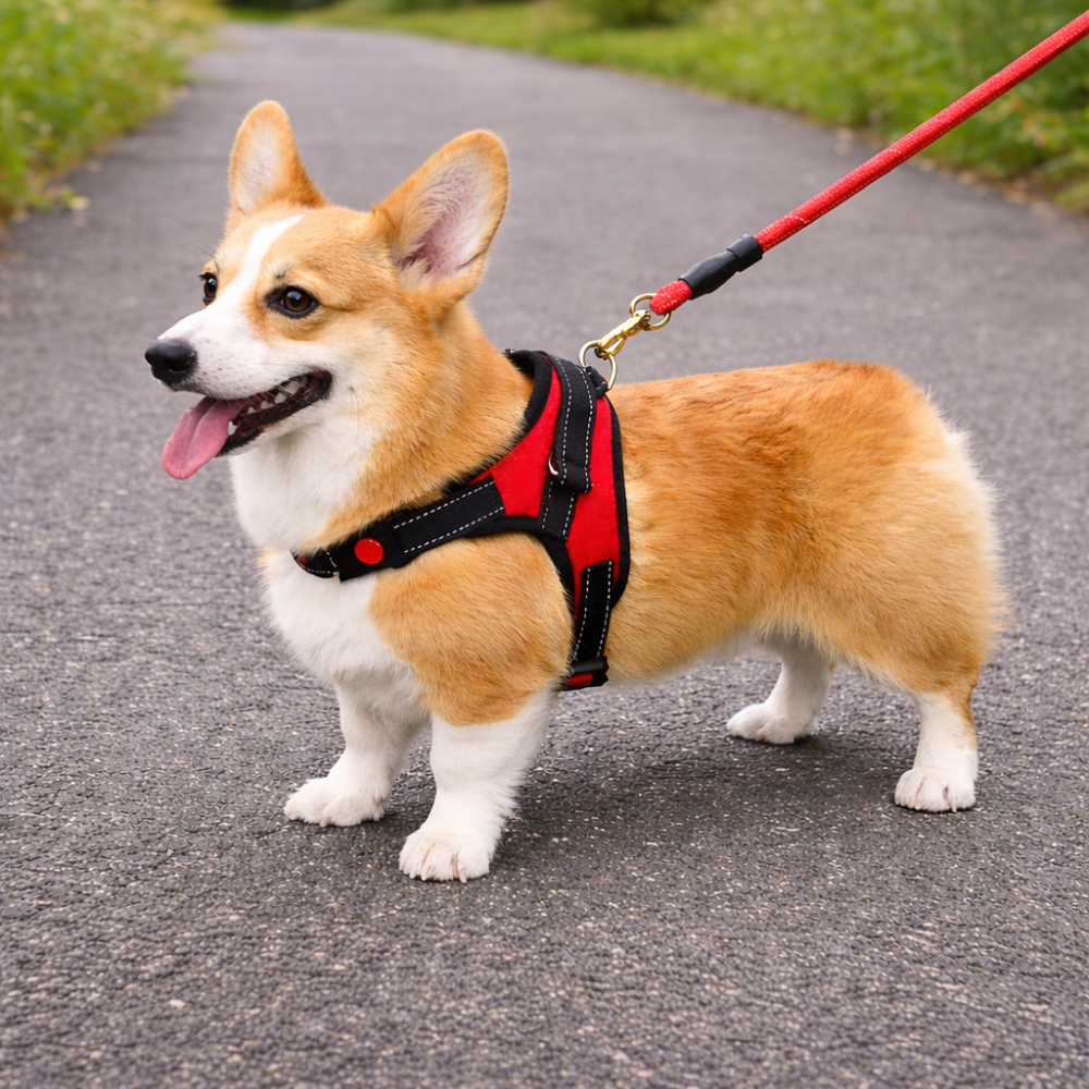 Harnais respirant chien de couleur rouge 