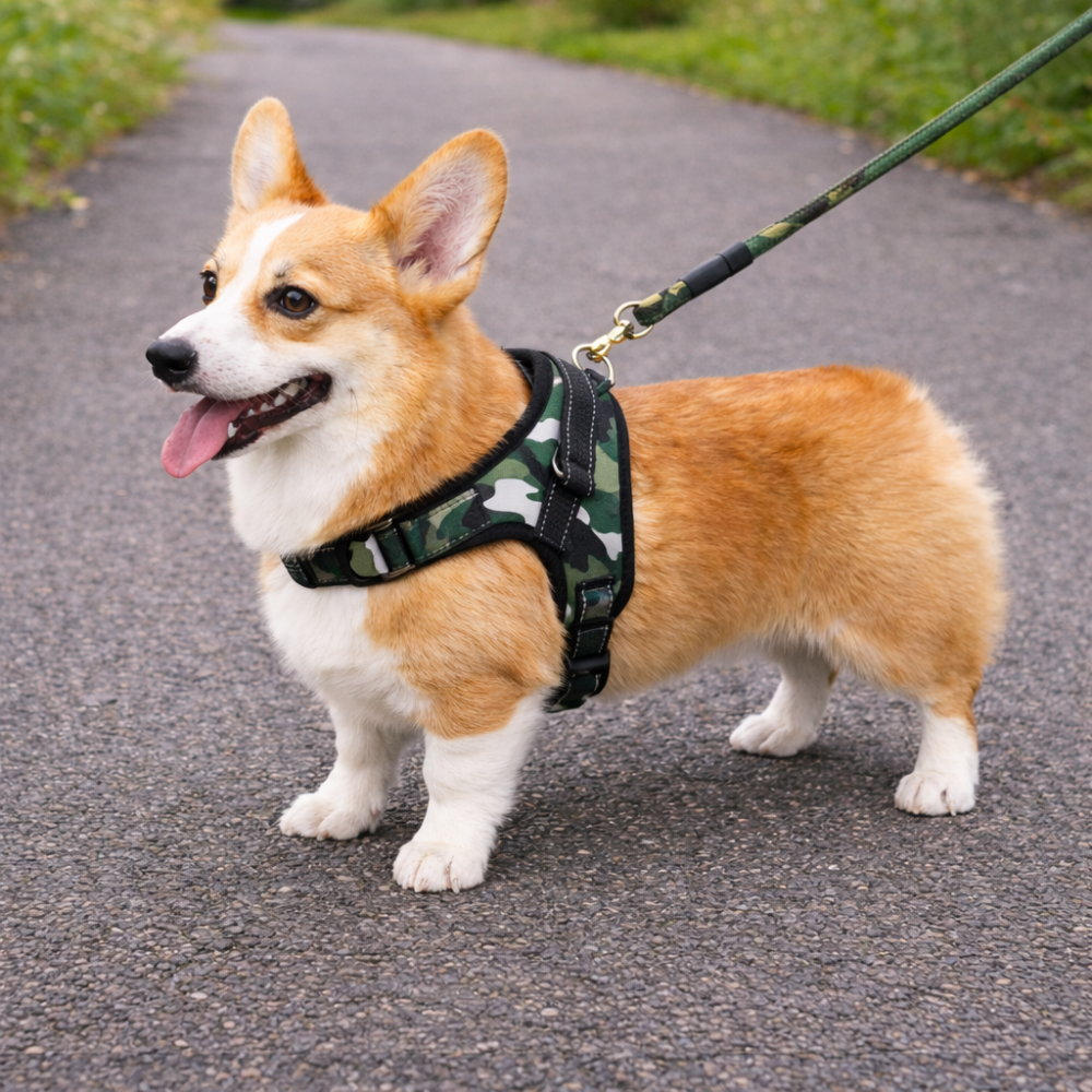 Harnais respirant chien de couleur camouflage 