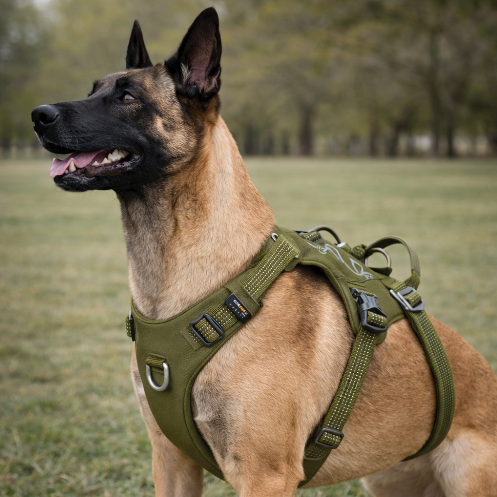 Harnais sac à dos chien de couleur vert