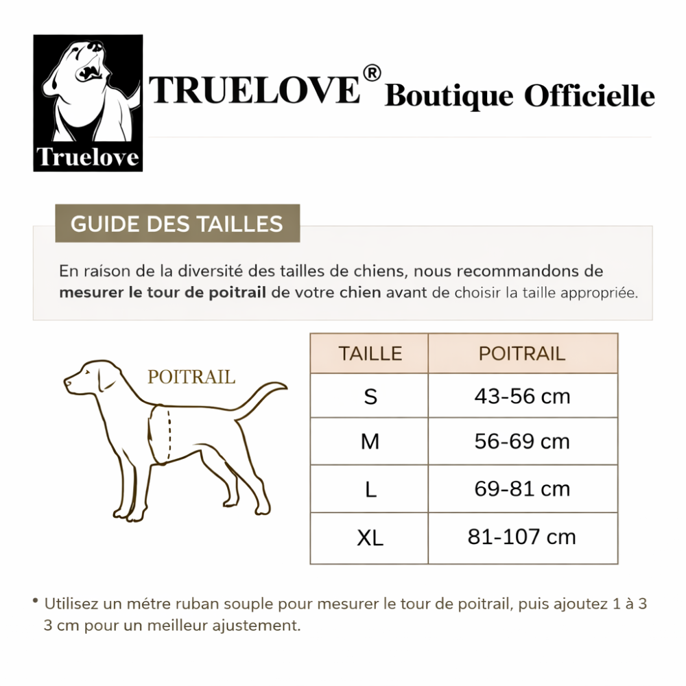 Harnais sac à dos chien guide des tailles