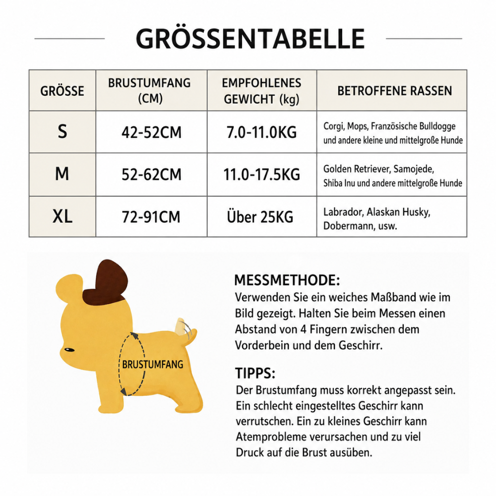 Harnais respirant chien guide des tailles allemand