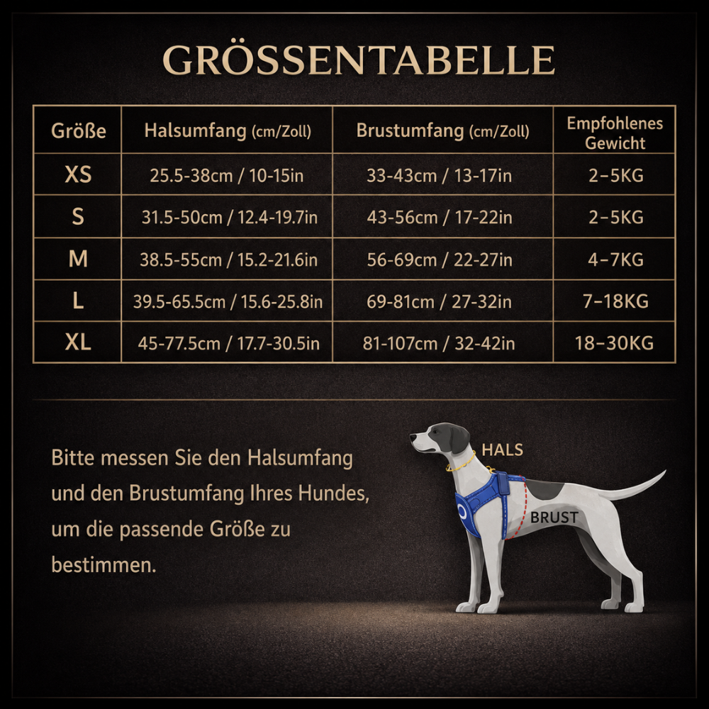 Harnais confort chien guide des tailles allemand