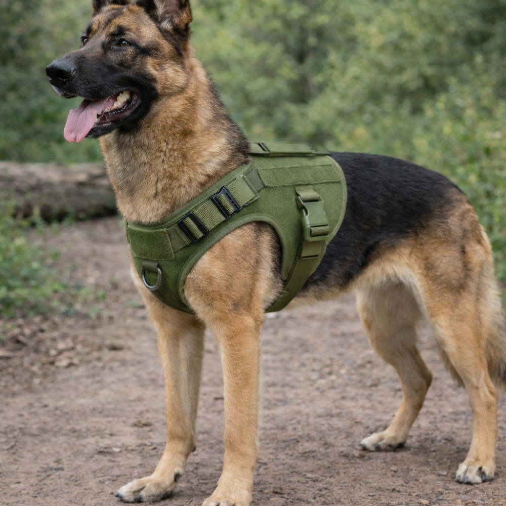 Harnais réglable chien de couleur verte