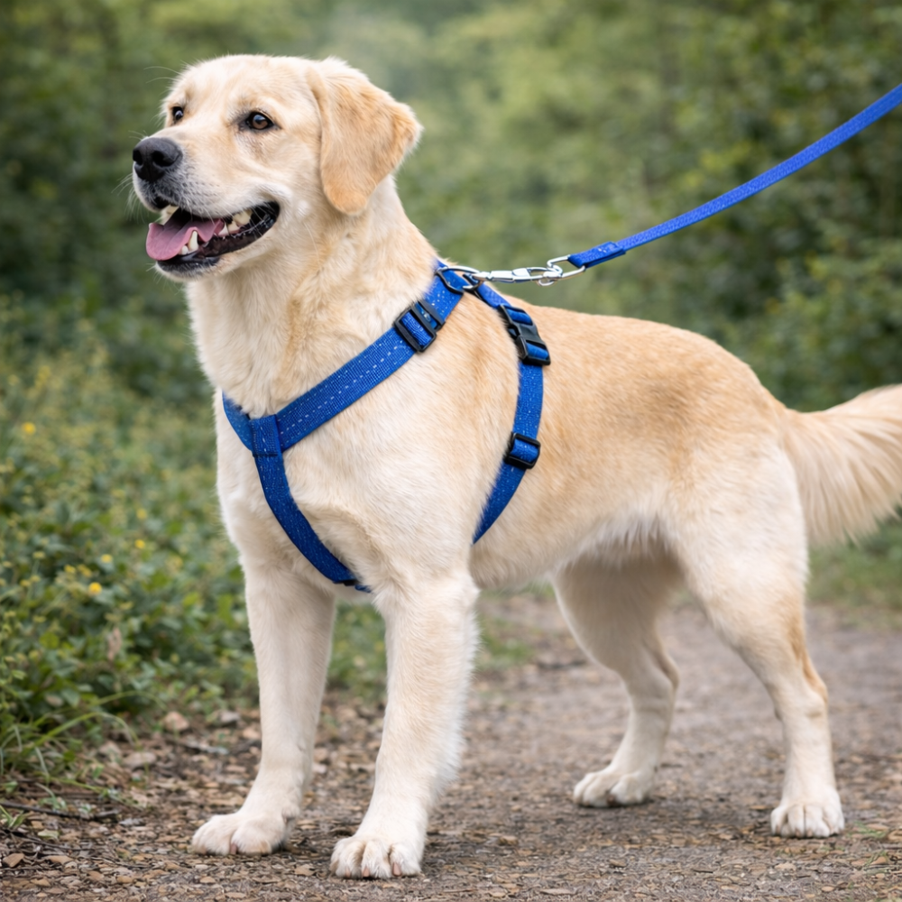 Harnais randonnée chien bleu