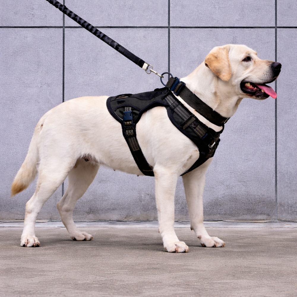 Harnais k9 chien réglable noir 