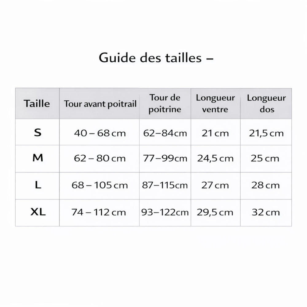 Harnais réglable chien guide des tailles