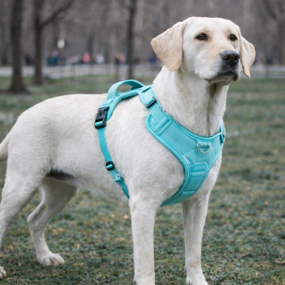 Harnais chien airtag de couleur bleu 