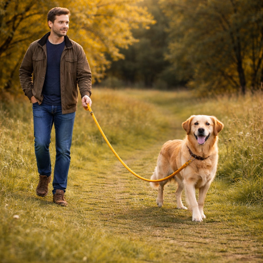Laisse de dressage pour chien pvc jaune