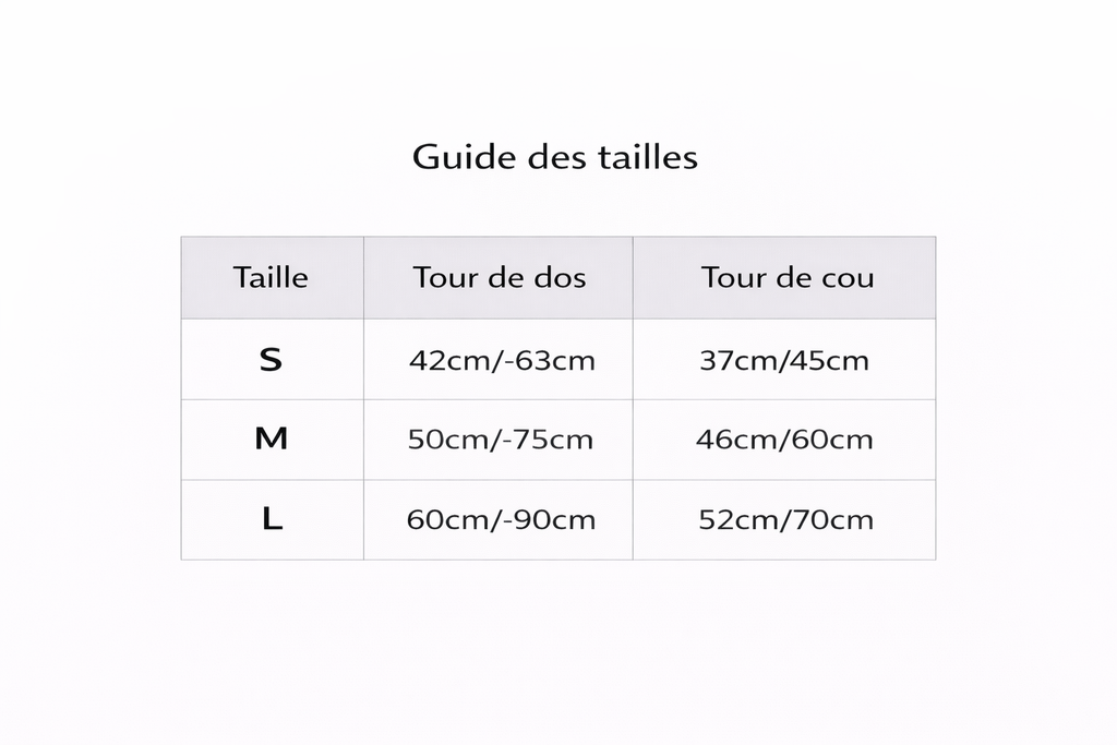 Harnais entrainement chien guide des tailles 