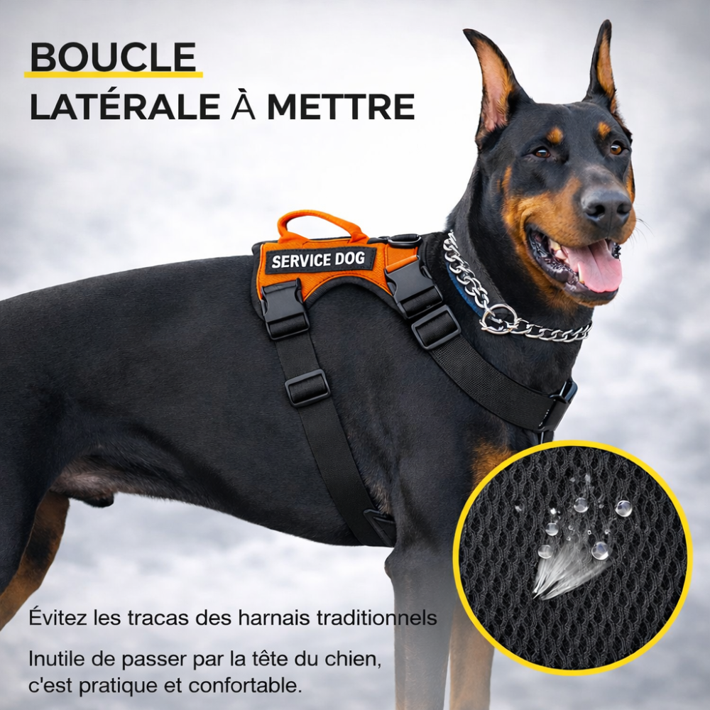 Harnais entrainement chien de couleur orange 