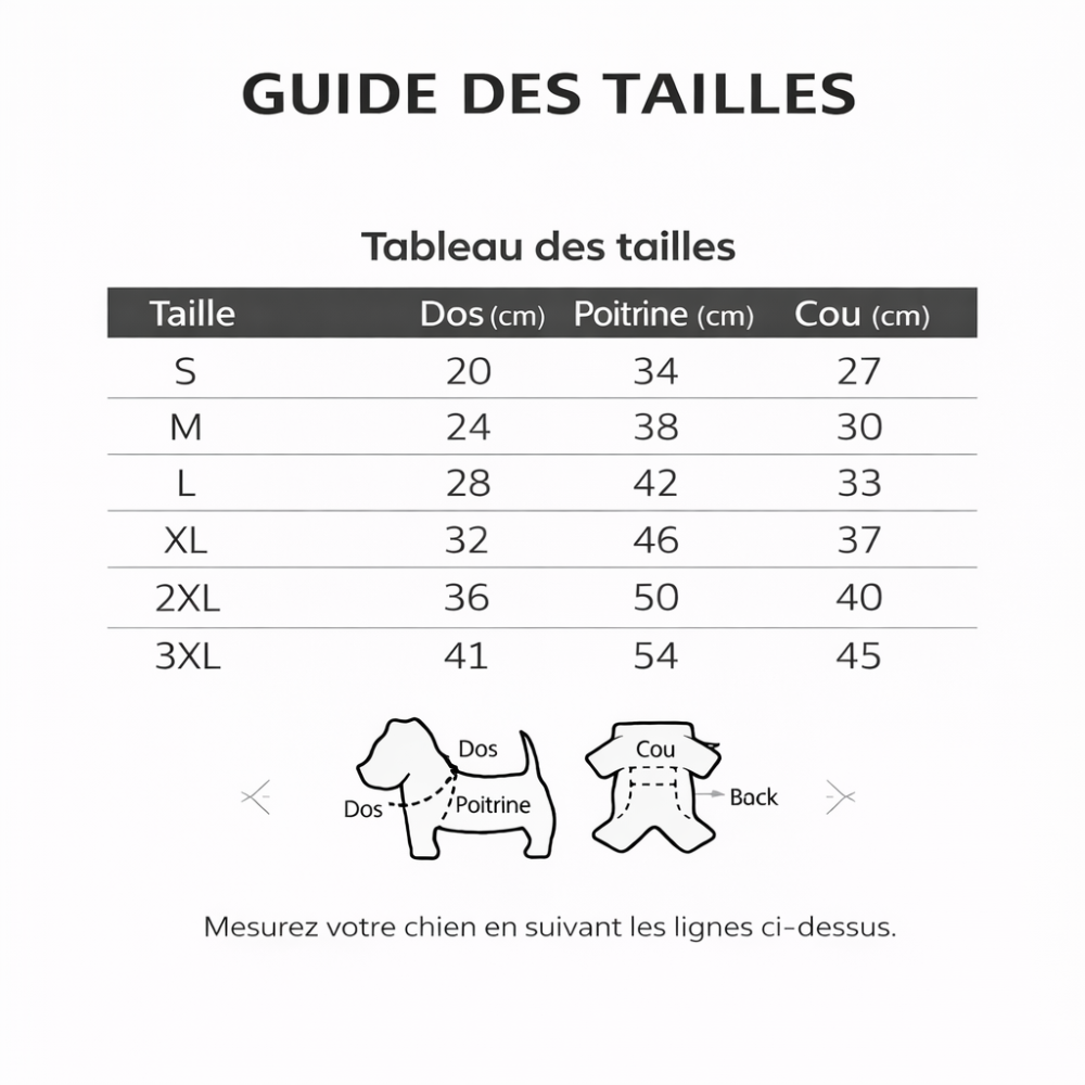 Blouson pour chien taille