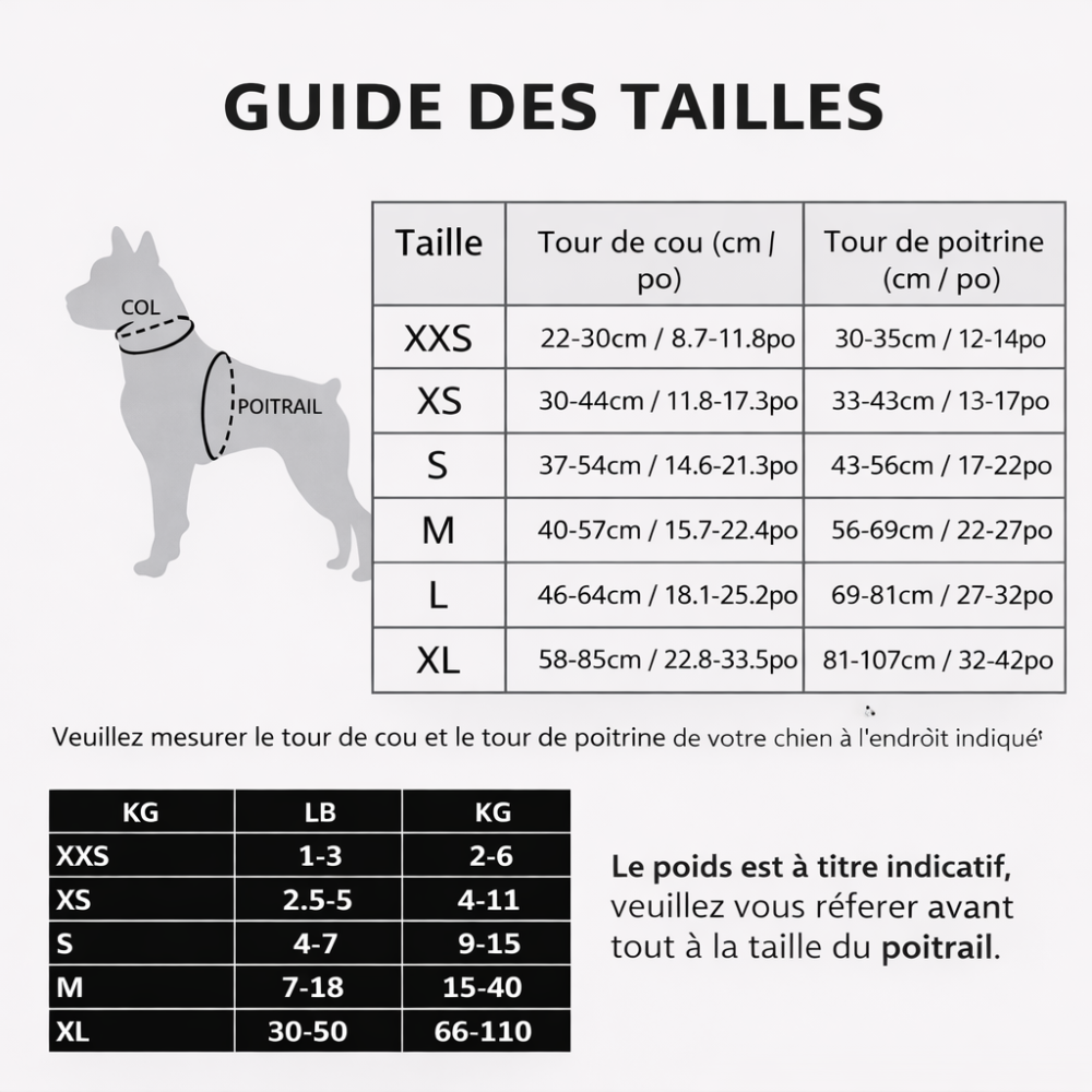 Harnais tactique chien taille